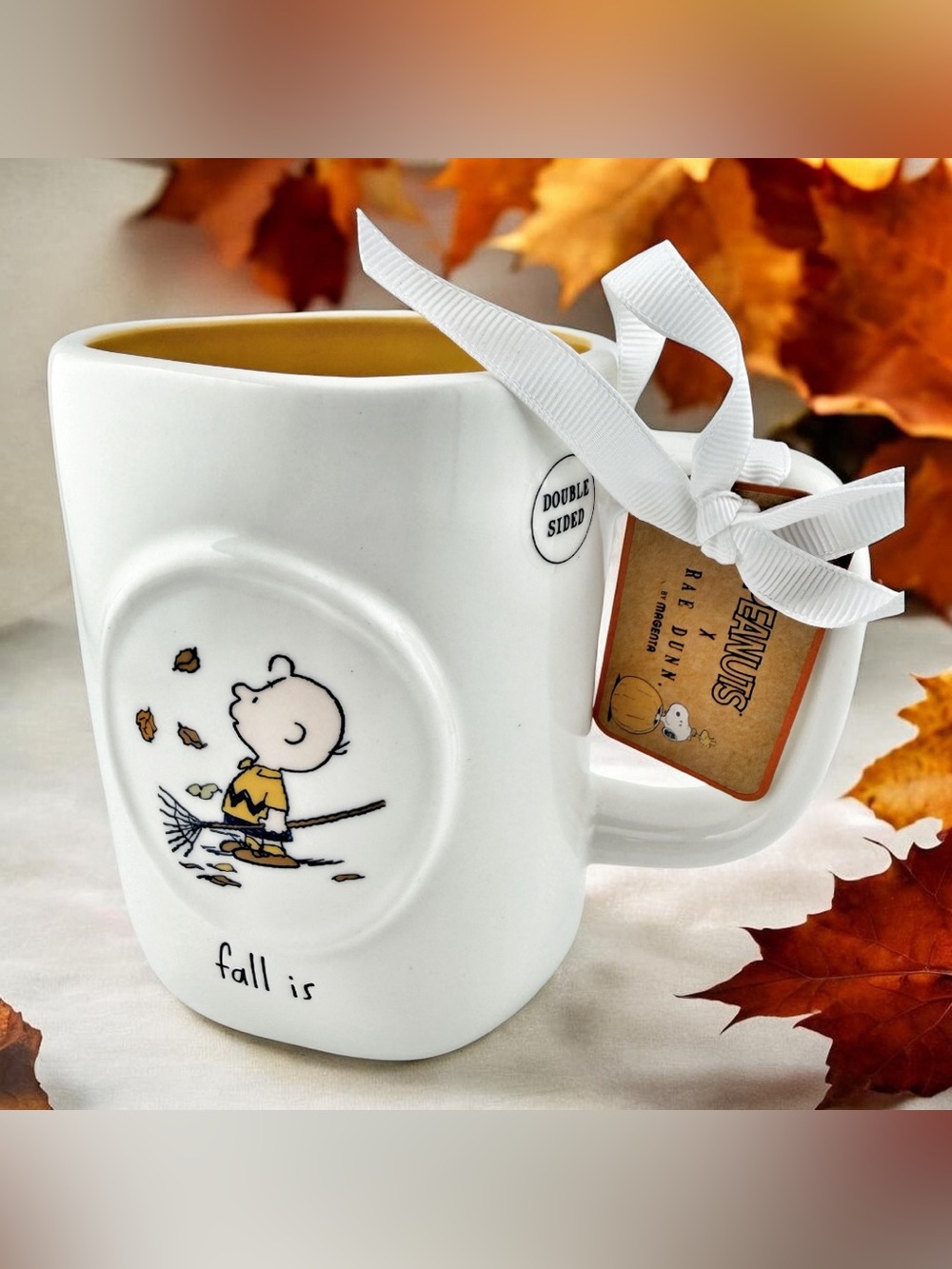 Rae Dunn Peanuts Snoopy Charlie Brown Fall Is In The Air Holiday Coffee Mug NWT